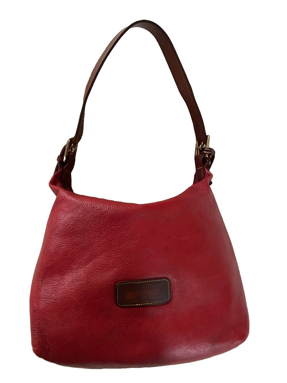 DOONEY & BOURKE Vintage Cranberry Red Pebbled Leather Hobo Bag 80s/90s